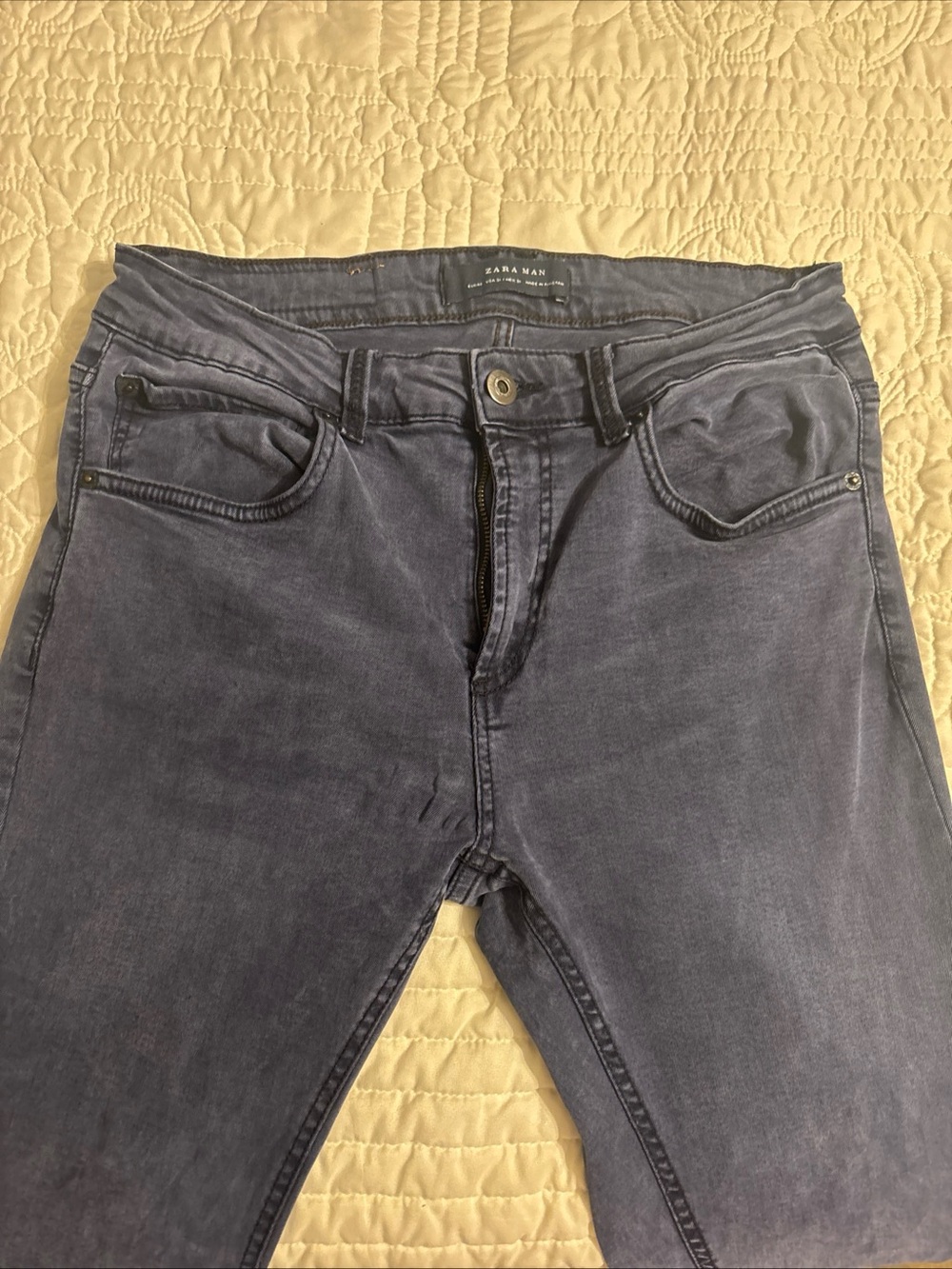 Zara Men Slim Straight Washed Charcoal Jeans
